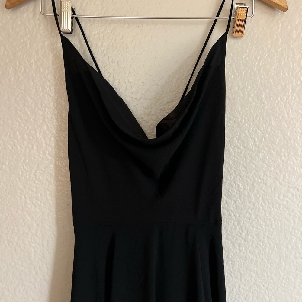 NWOT Romantically Speaking Black Cowl Lace-Up Maxi Dress - Picture 3 of 6